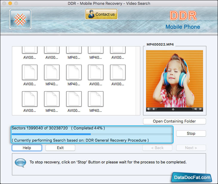 Select recovery result Select recovery result
